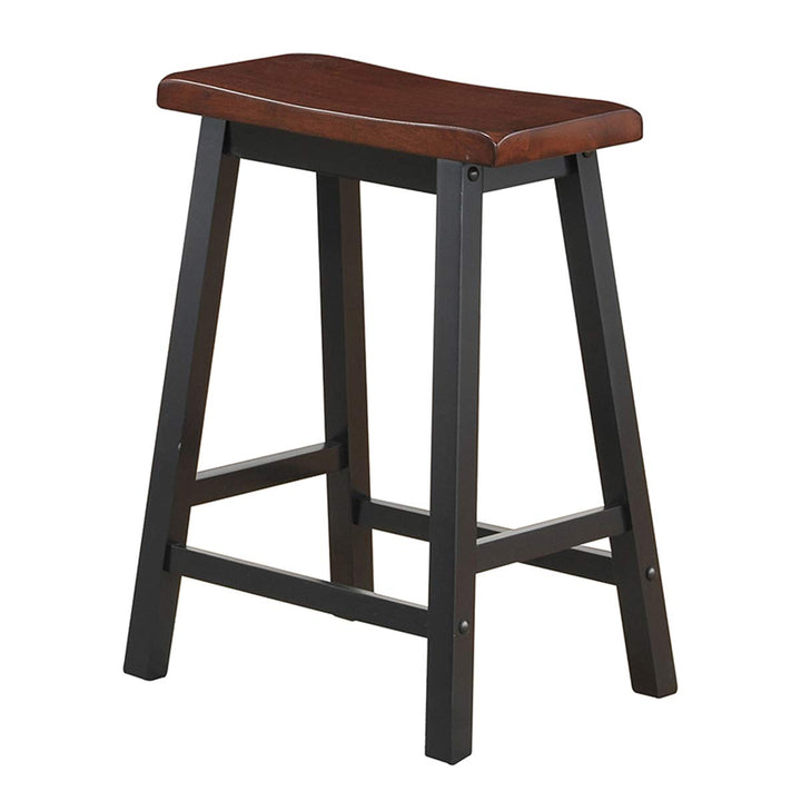 Giantex Set of 2 Saddle Seat Stools, Wood Vintage Counter Height Chairs