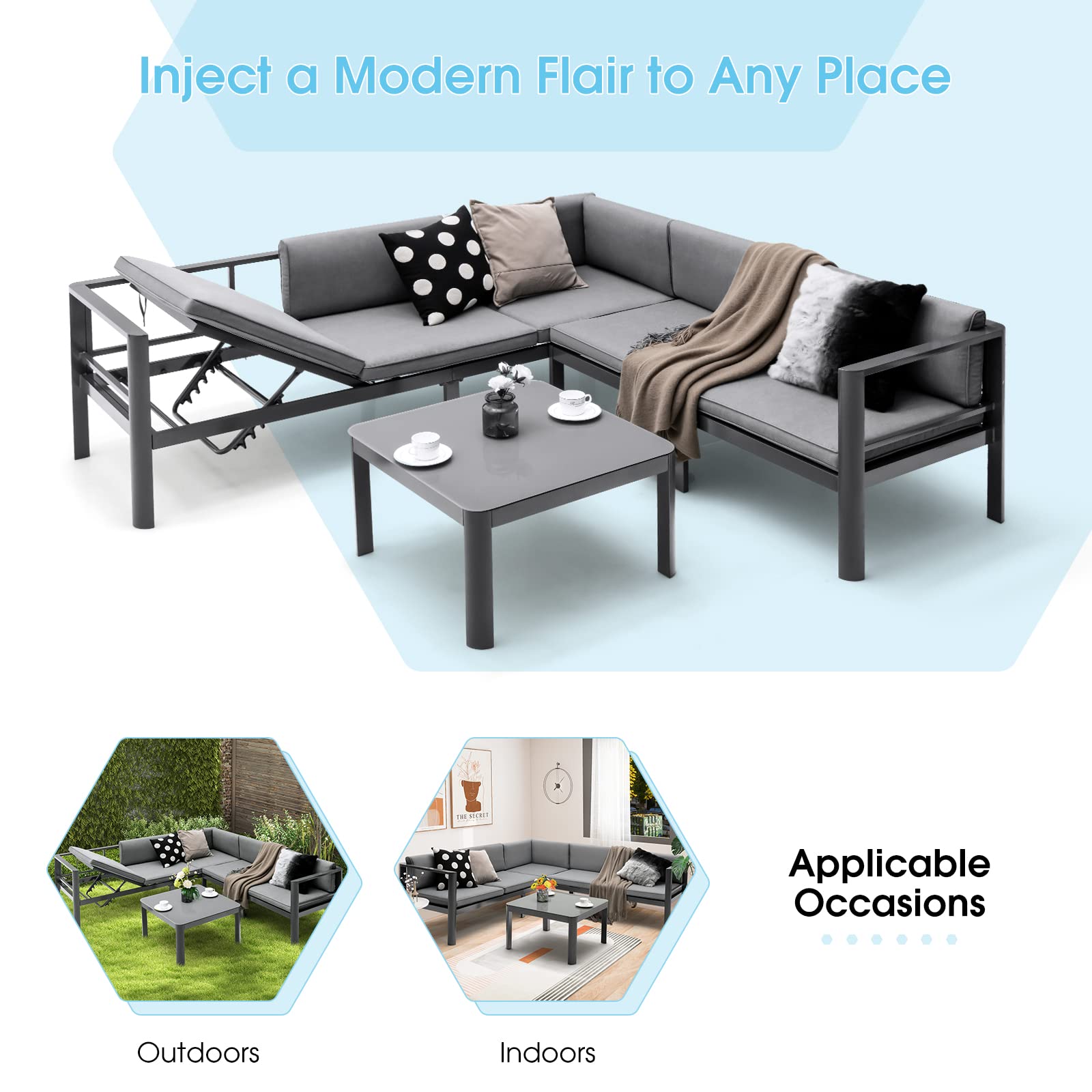 Giantex 3 Pieces Aluminum Patio Furniture Set