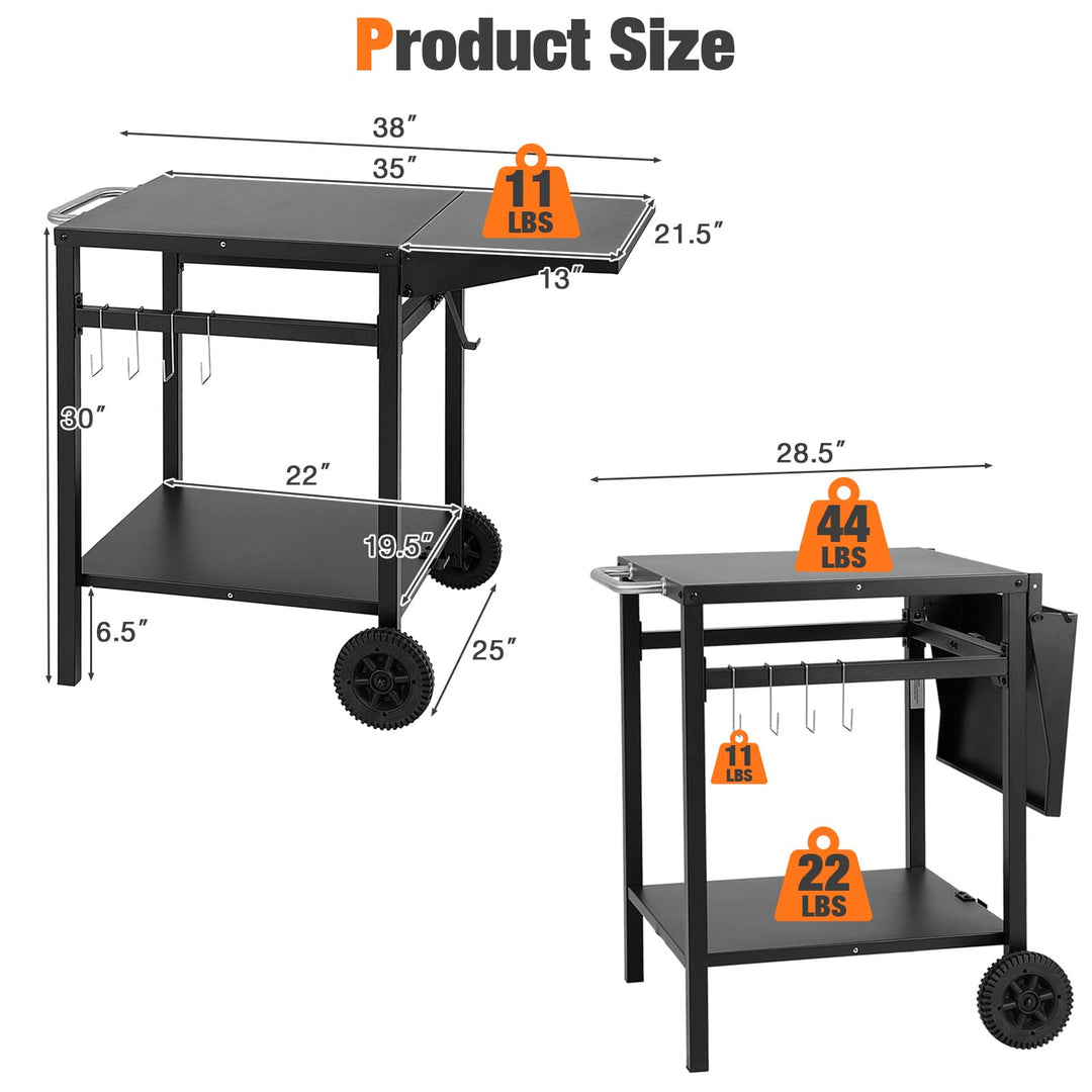 Giantex Outdoor Pizza Oven Stand Grill Cart with Wheels, Foldable Side Table, Gas Tank Hook