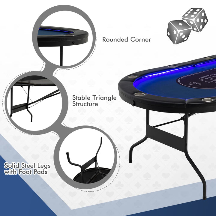 10 Players Poker Table with Cup Holder - Giantex
