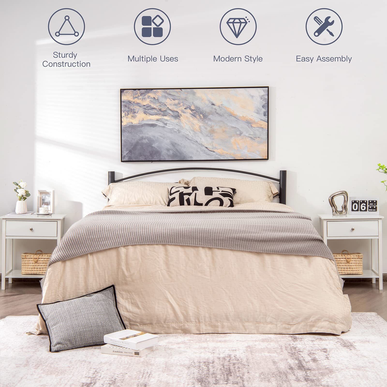 Multifunctional Bedside Sofa Side Table, Accent Home Furniture w/Stable Frame