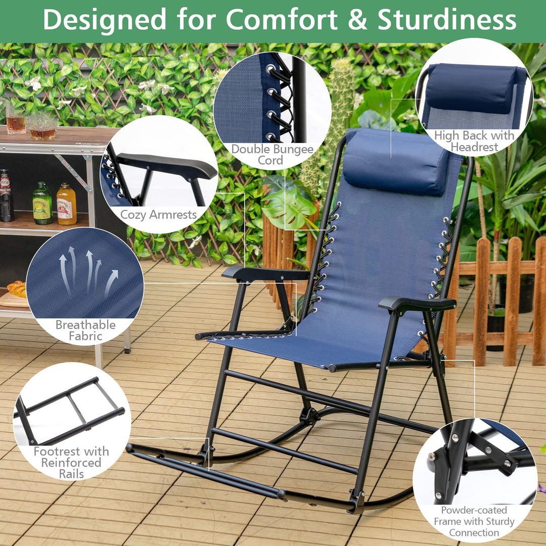 Giantex Rocking Camping Chair Folding - Outdoor Rocker Camping Chair