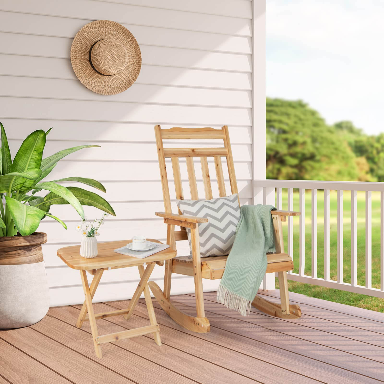 Giantex Outdoor Rocking Chairs Set - Front Rocking Chair