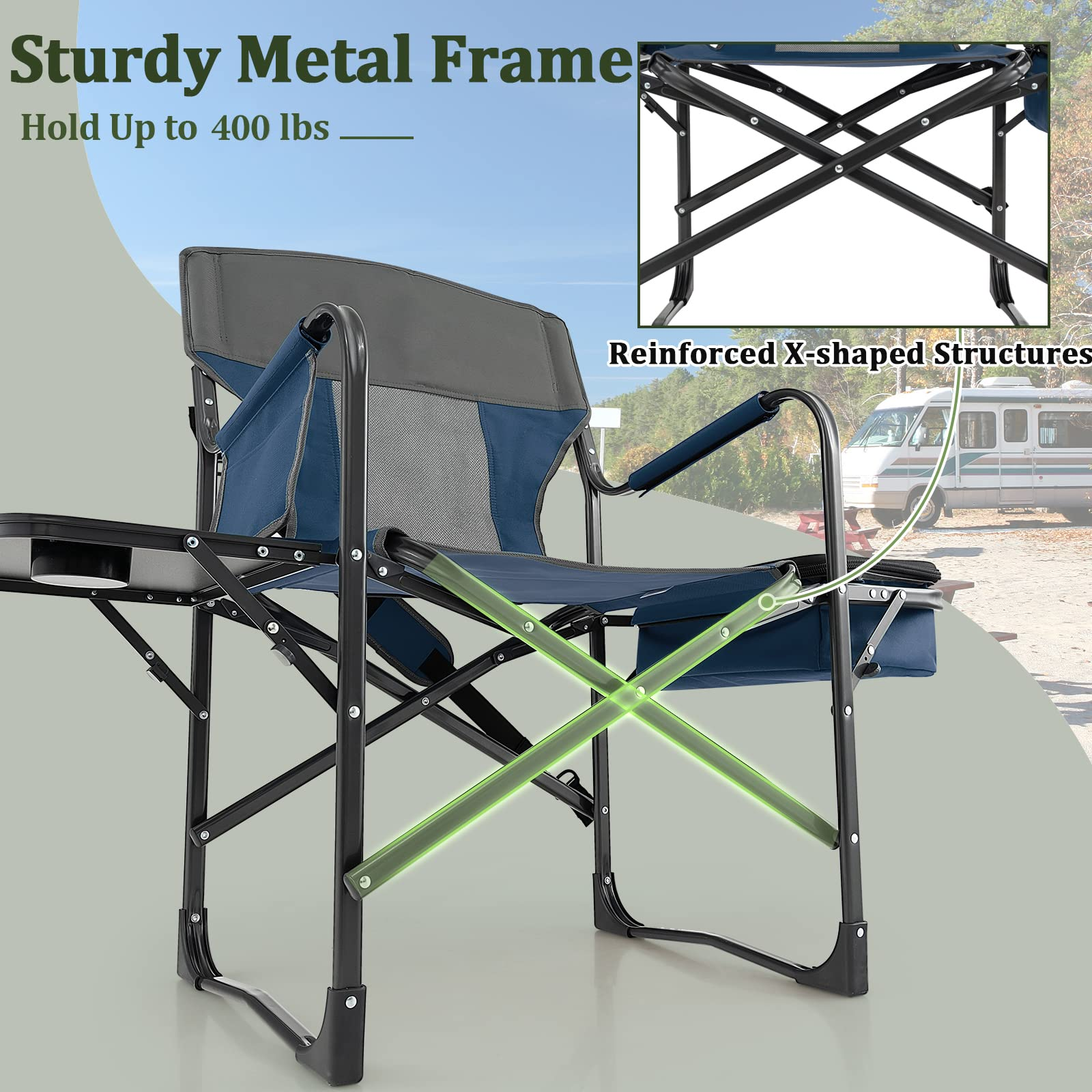 Giantex Directors Chair, Folding Chair with Side Table