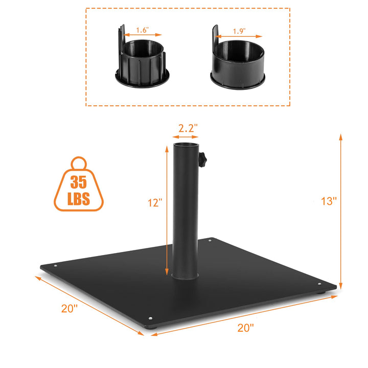 Giantex 35lbs Patio Umbrella Base, Suitable for 1.6''-1.9'' Umbrella Poles (20'' x 20'')