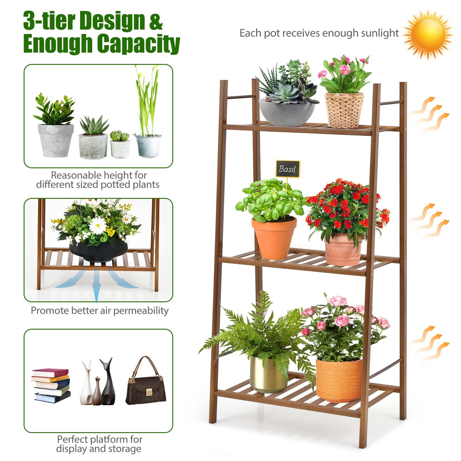 Giantex 3 Tier Plant Stand Flower Pots Holder Display Shelf