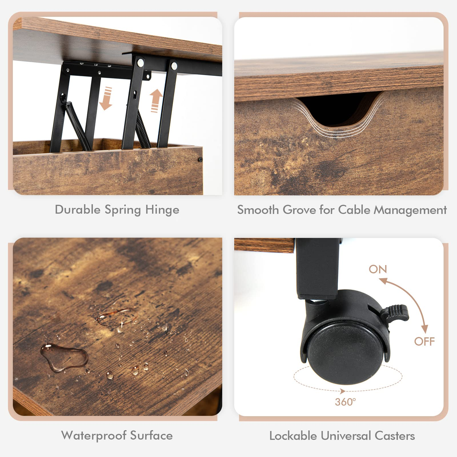 Giantex End Table with Charging Station - Lift Top Narrow Side Table