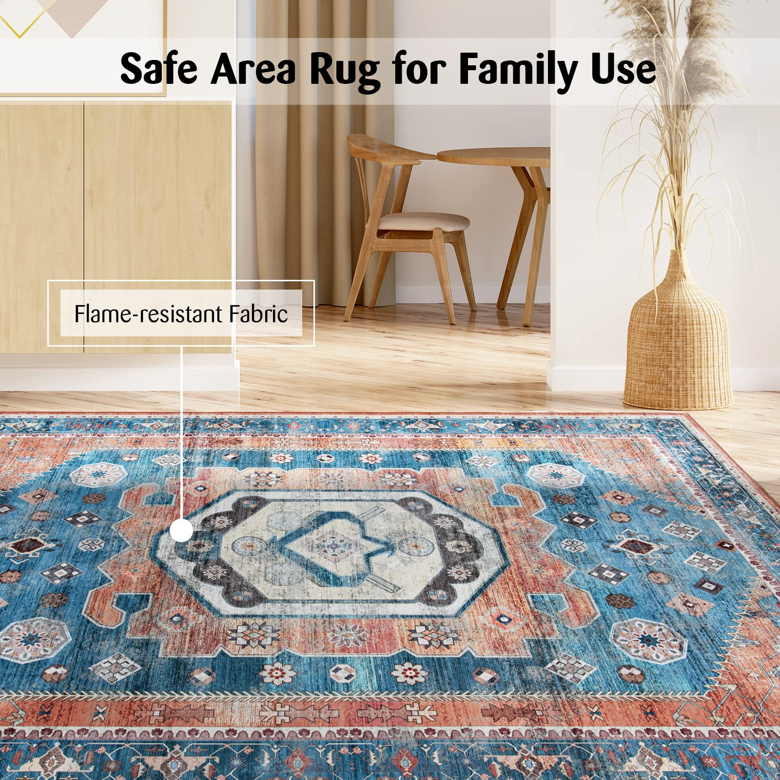 Giantex Area Rug, Easy to Clean Comfy Chic Vintage Floor Decoration Large Boho Area Carpet Rugs