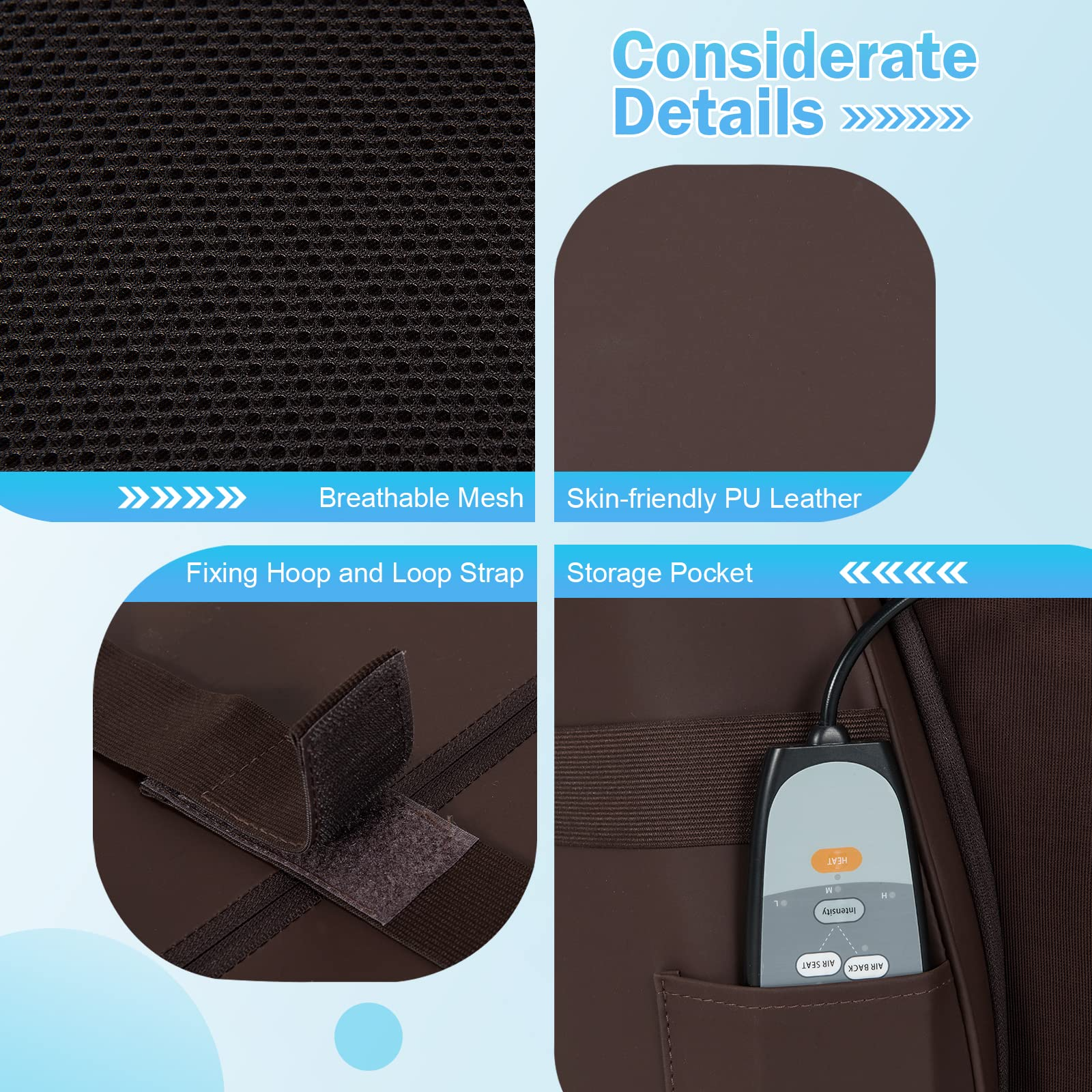Massage Chair Cushion with Heat, Kneading & Rolling