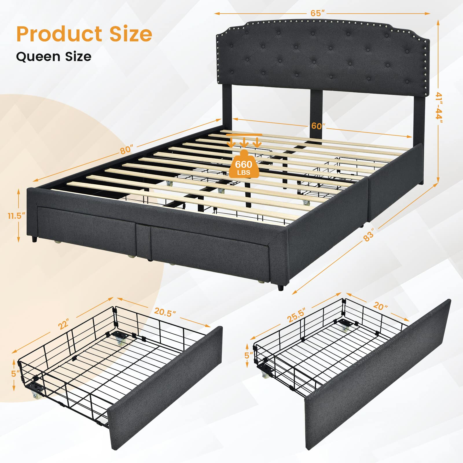 Giantex Upholstered Platform Bed Frame