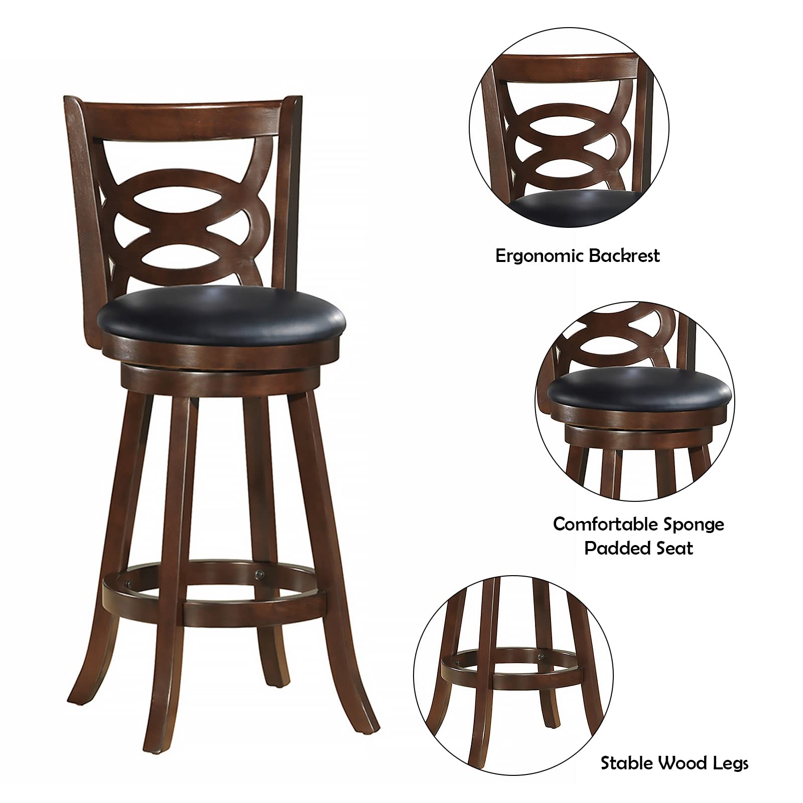 Giantex Bar Stools, Counter Height Dining Chair, Fabric Upholstered 360 Degree Swivel