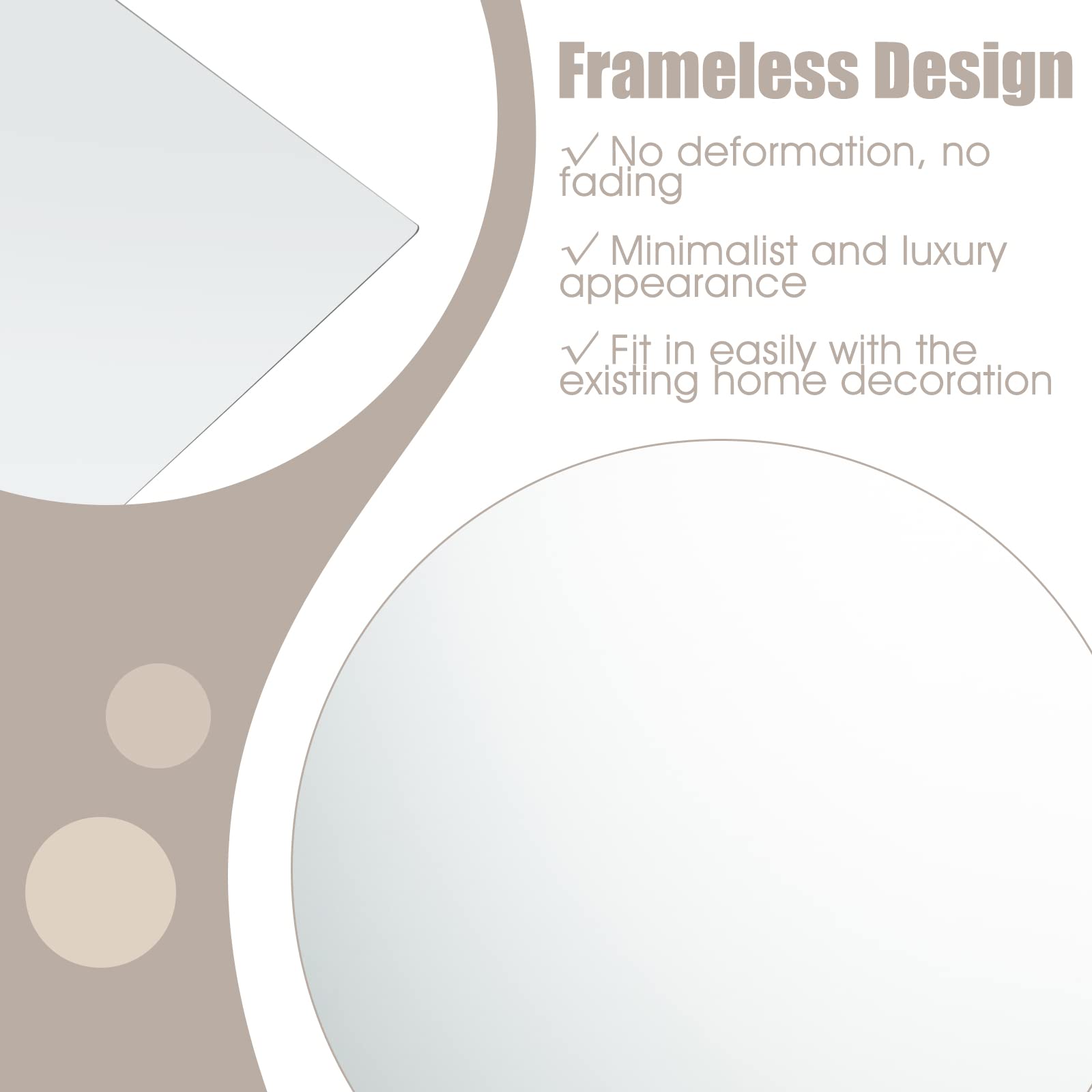 CHARMAID Wall Mounted Mirror Full Length, Frameless Dressing Mirror, 43" x 15"