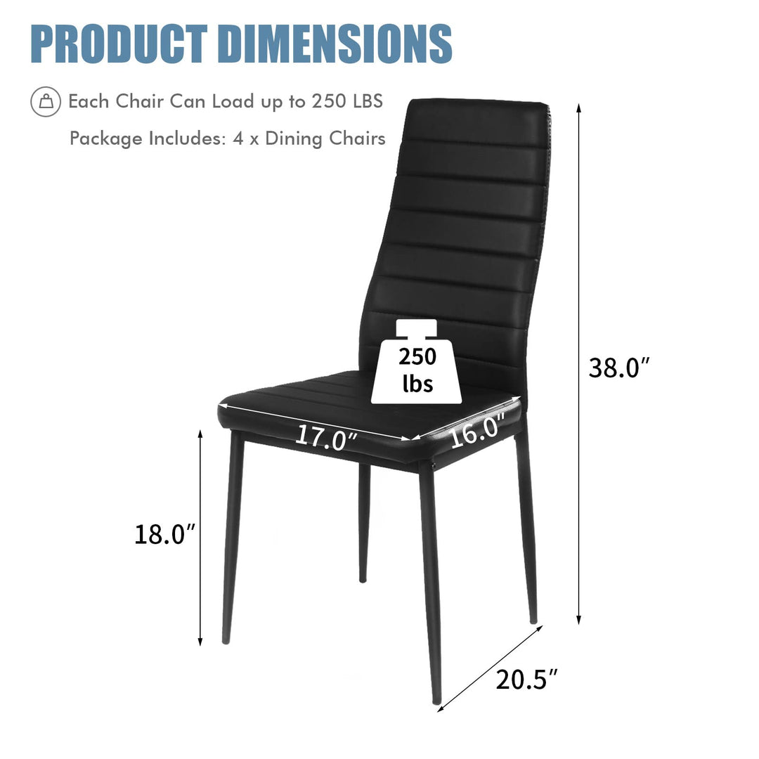 Giantex Set of 4 Dining Chairs, Upholstered Dining Side Chairs with Stain-Proof PVC Leather