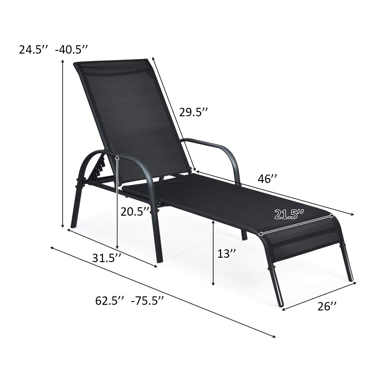 Giantex Adjustable Patio Chaise Lounge, Outdoor Folding Lounge Recliner Chairs