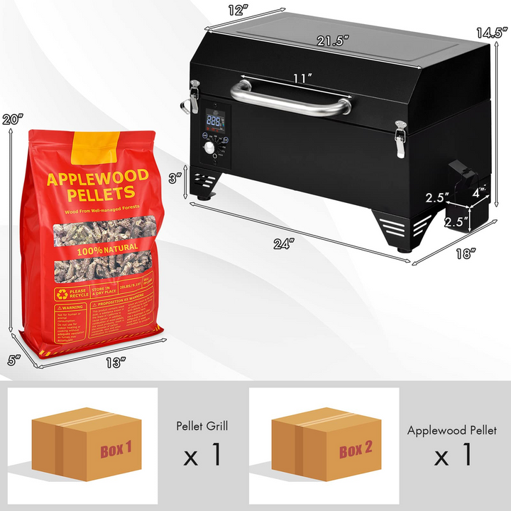 Giantex Portable Pellet Smoker Grill Set, 8-in-1 Electric Tabletop Pellet Grill
