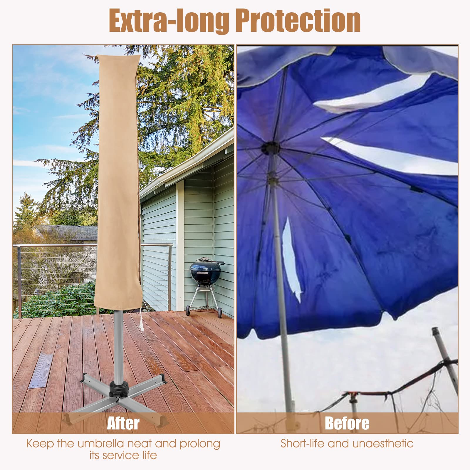 Patio Umbrella Cover for 10FT to 11FT Cantilever Umbrella