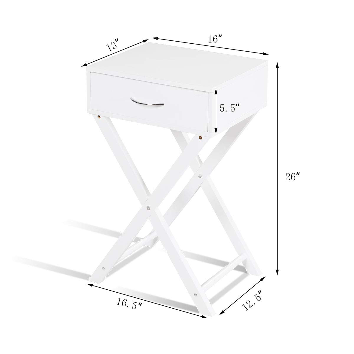 Giantex Nightstand with Drawer X-Shaped Design Sofa Side Table