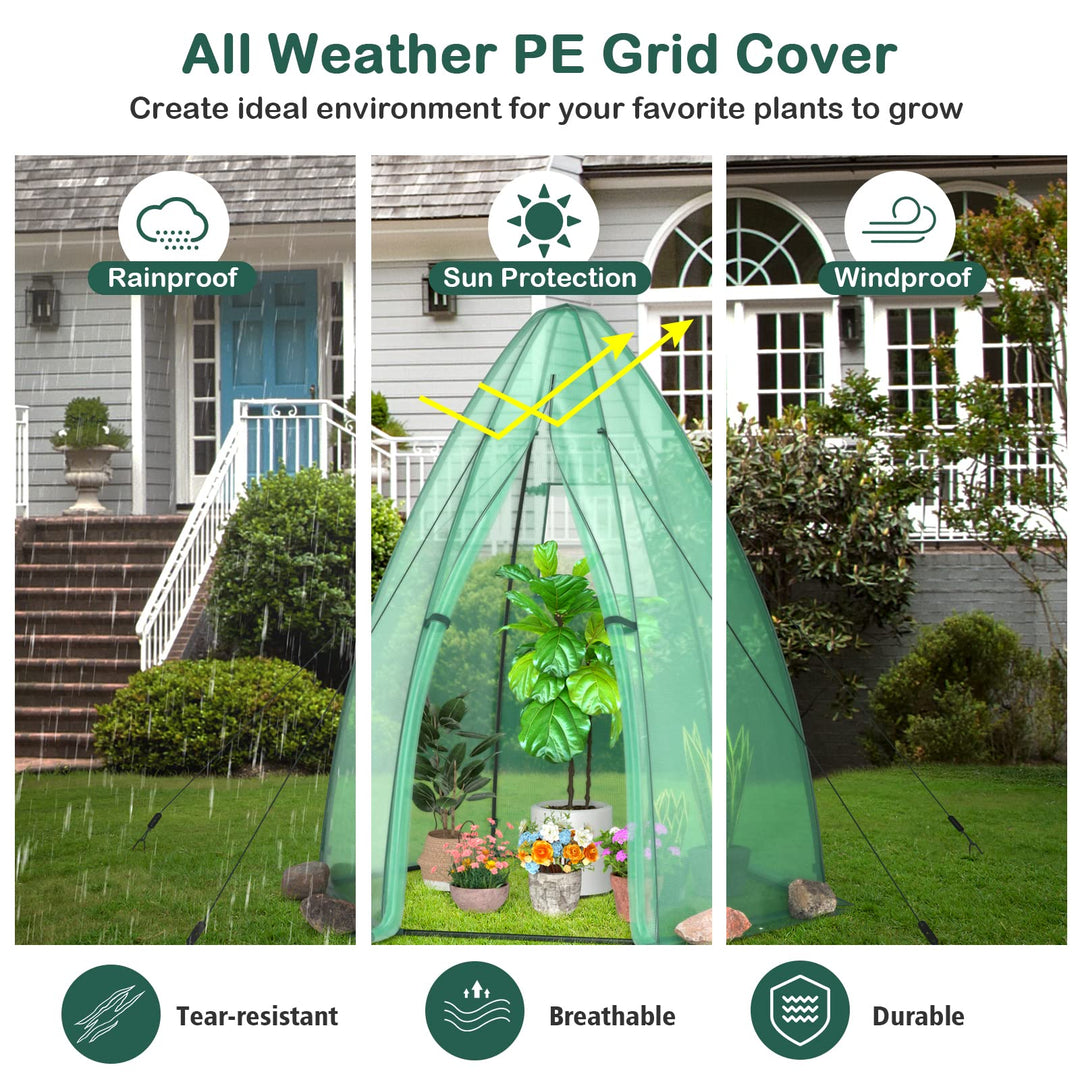 Giantex Portable Walk-in Greenhouse - 5.5’x5.5’x6’ PE Cover, Roll-up Zippered Door, Window