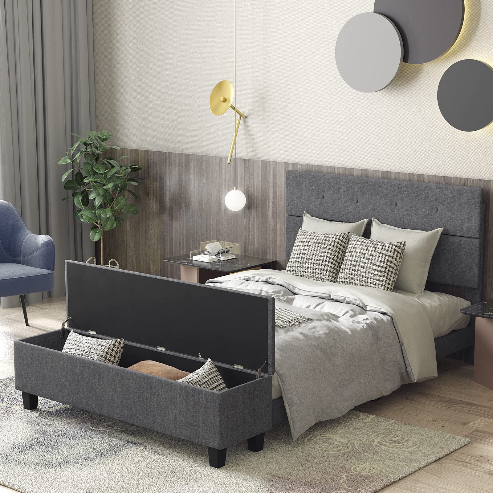 Bed Frame with Ottoman Storage - Giantex