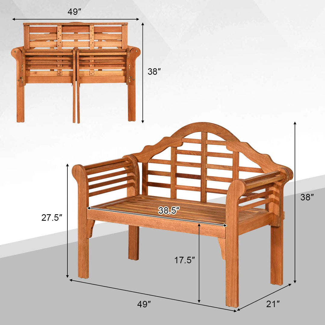 4 Ft Foldable Eucalyptus Garden Bench (Teak) - Giantex