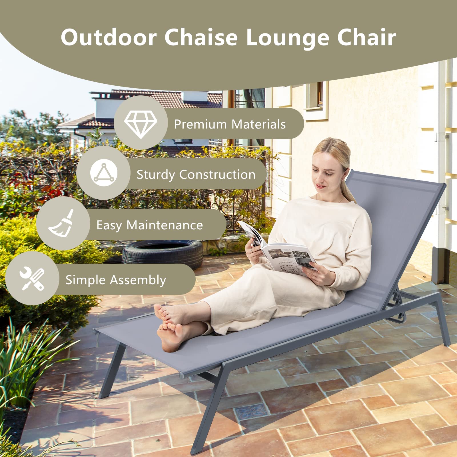 Giantex Patio Chaise Lounge Chair