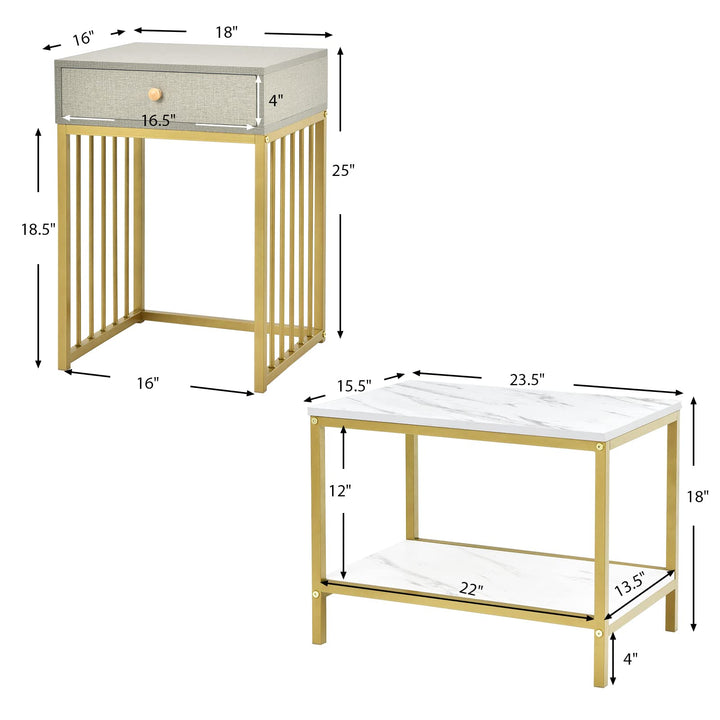 Giantex Nesting Coffee Table Set w/Drawer & Shelf