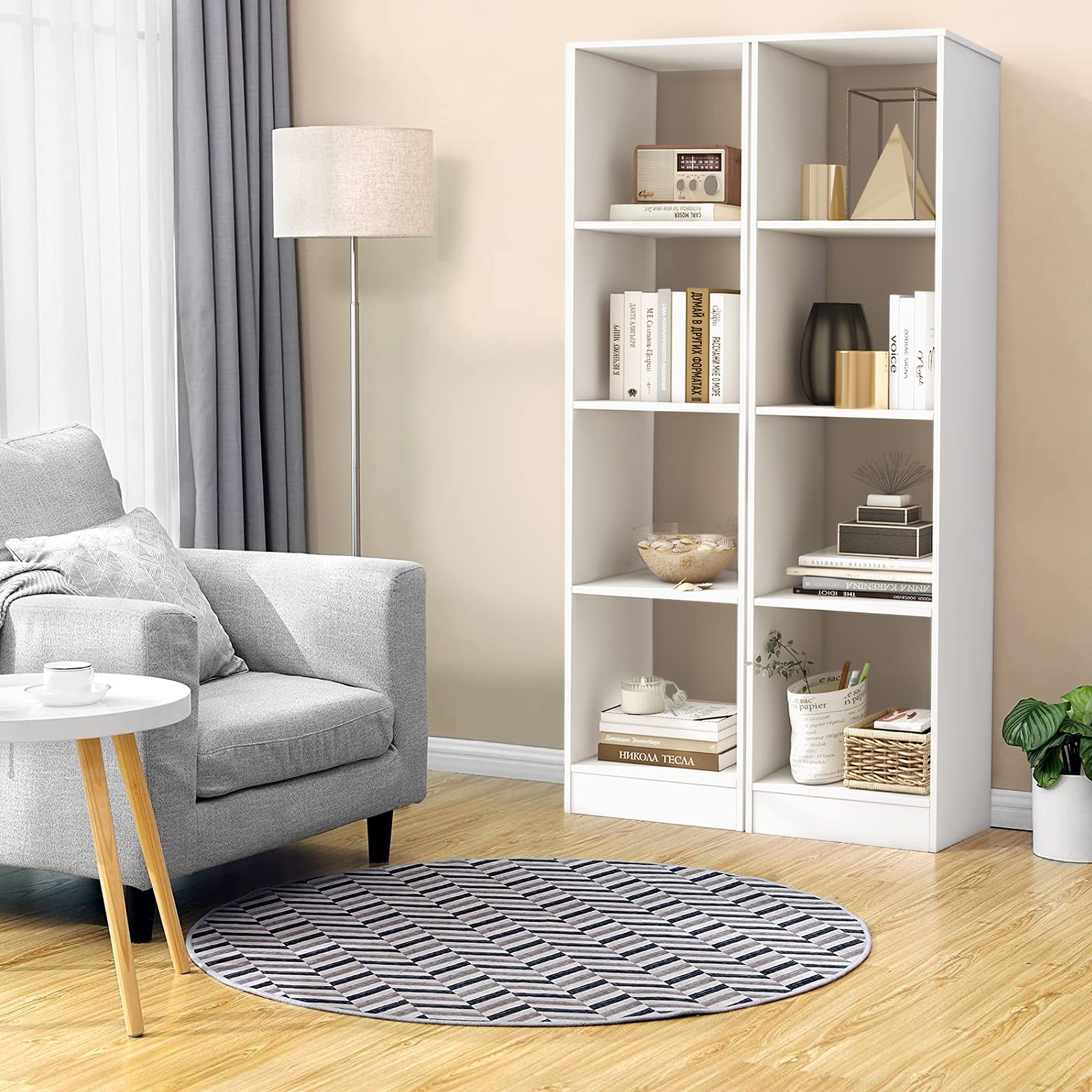 Giantex 56” Tall Bookcase, 4-Cube Bookshelf with 4 Anti-Tipping Kits