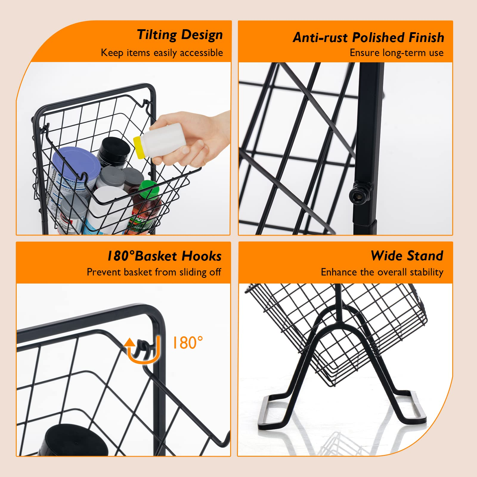 Giantex 3-Tier Wire Basket Stand