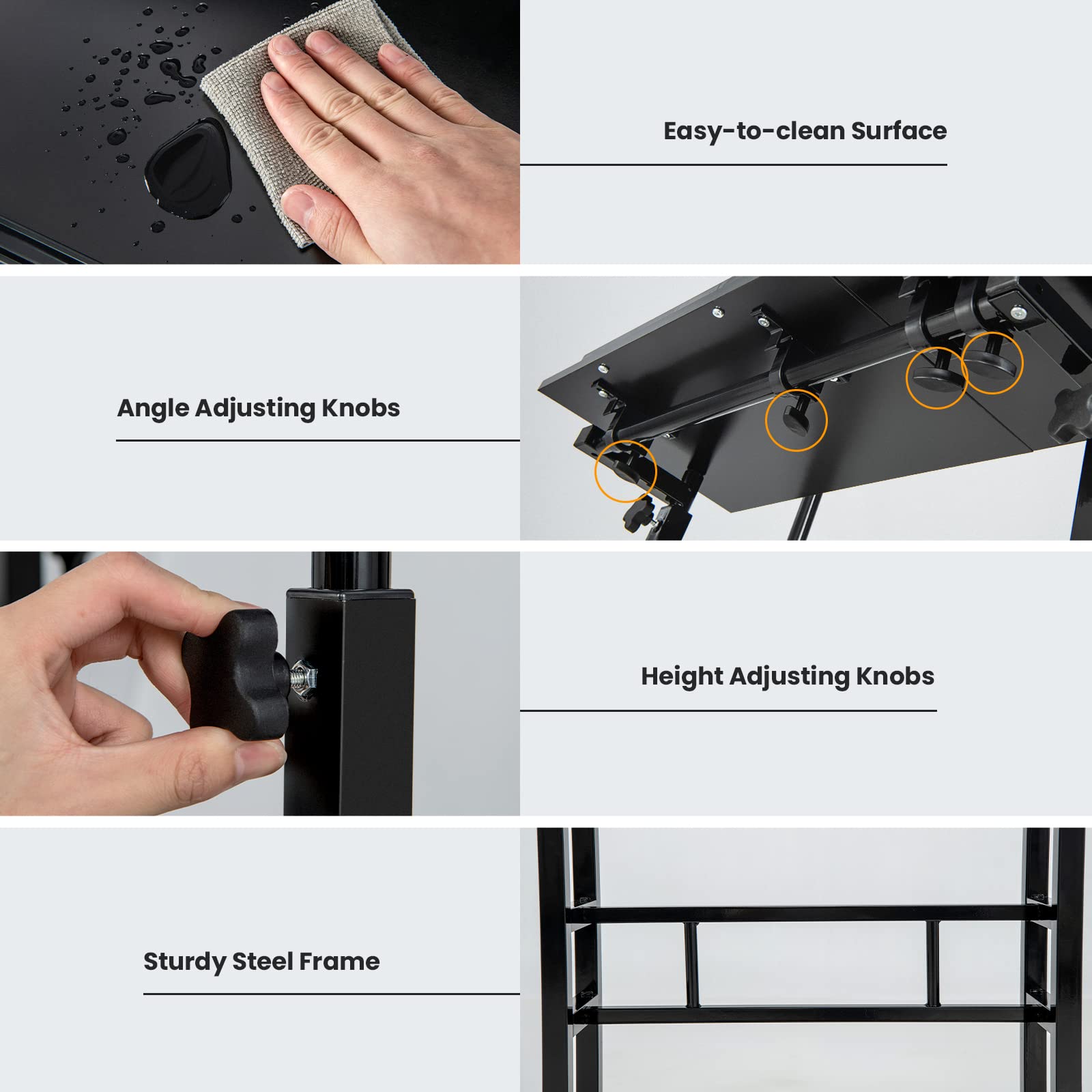 Giantex Mobile Stand up Desk Adjustable, Rolling Standing Laptop Cart Sit Stand Desk with 2 Tilting Desktops(Black)