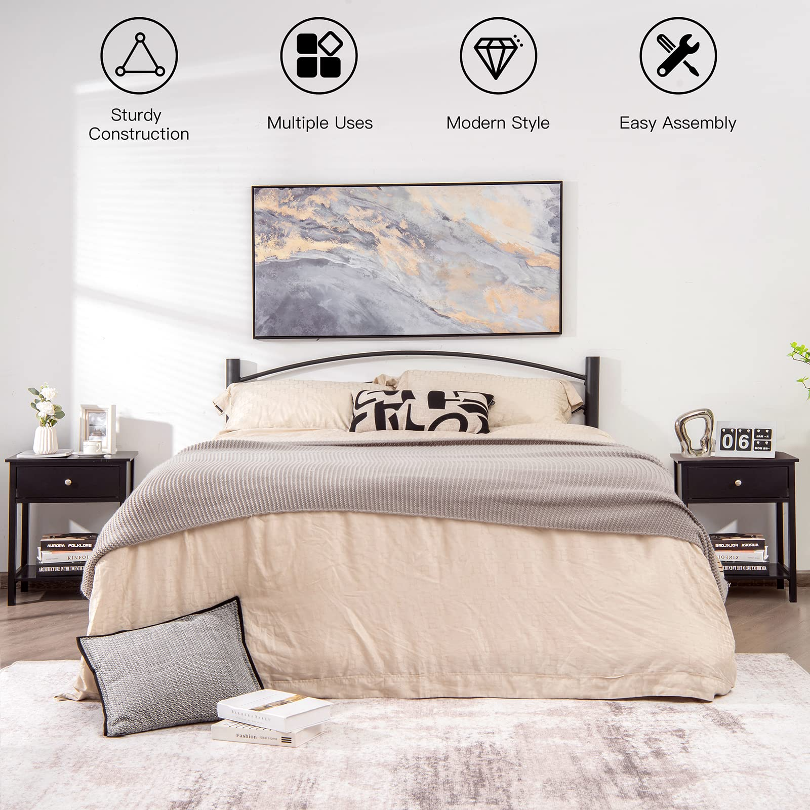 Multifunctional Bedside Sofa Side Table, Accent Home Furniture w/Stable Frame