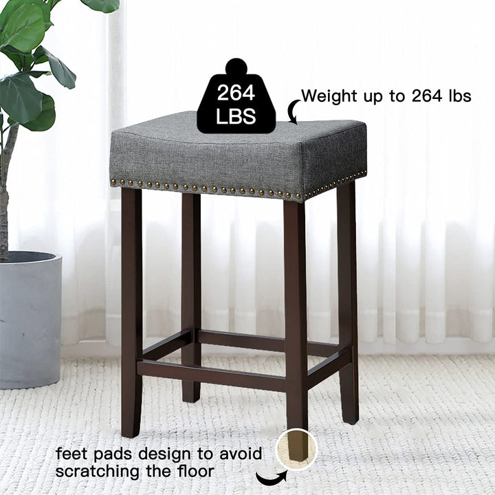 Giantex Backless Counter Height Stools with Brass Nail Head Studs