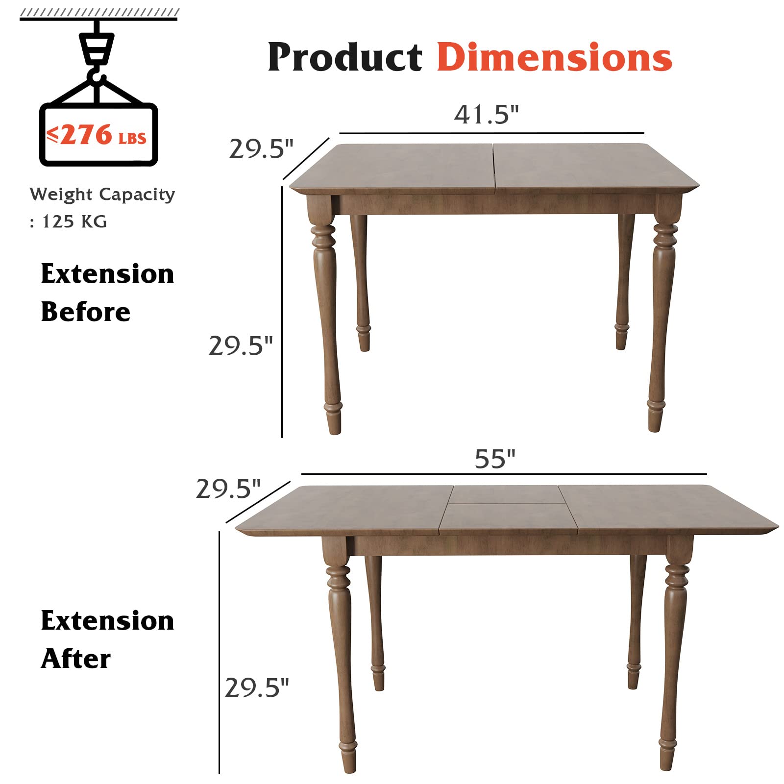 Giantex Farmhouse Dining Table, Extendable Butterfly Leaf Dinette Table