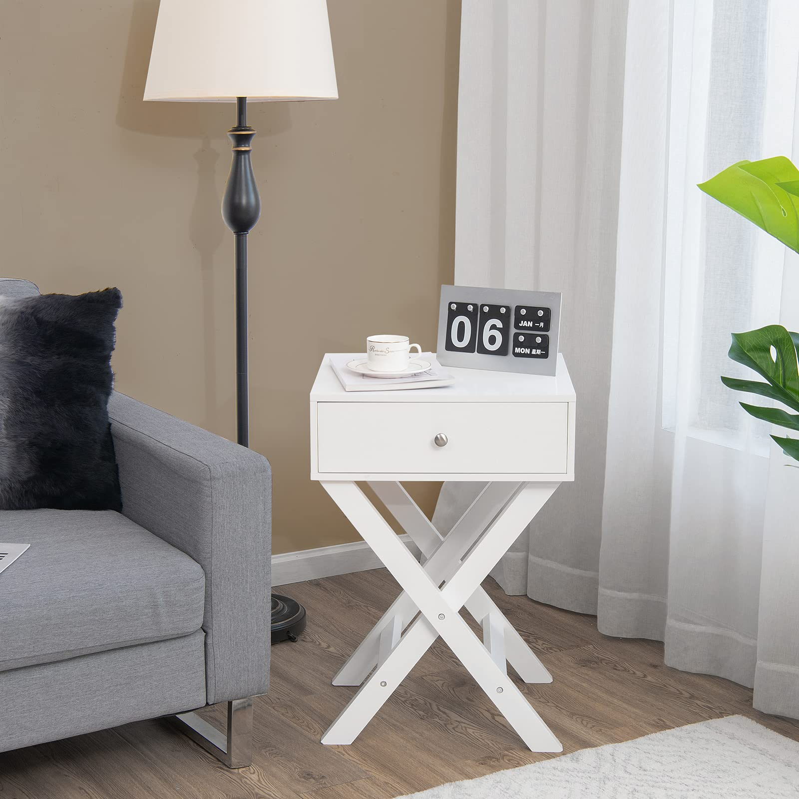 X-Shaped End Table, Modern Sofa Side Table