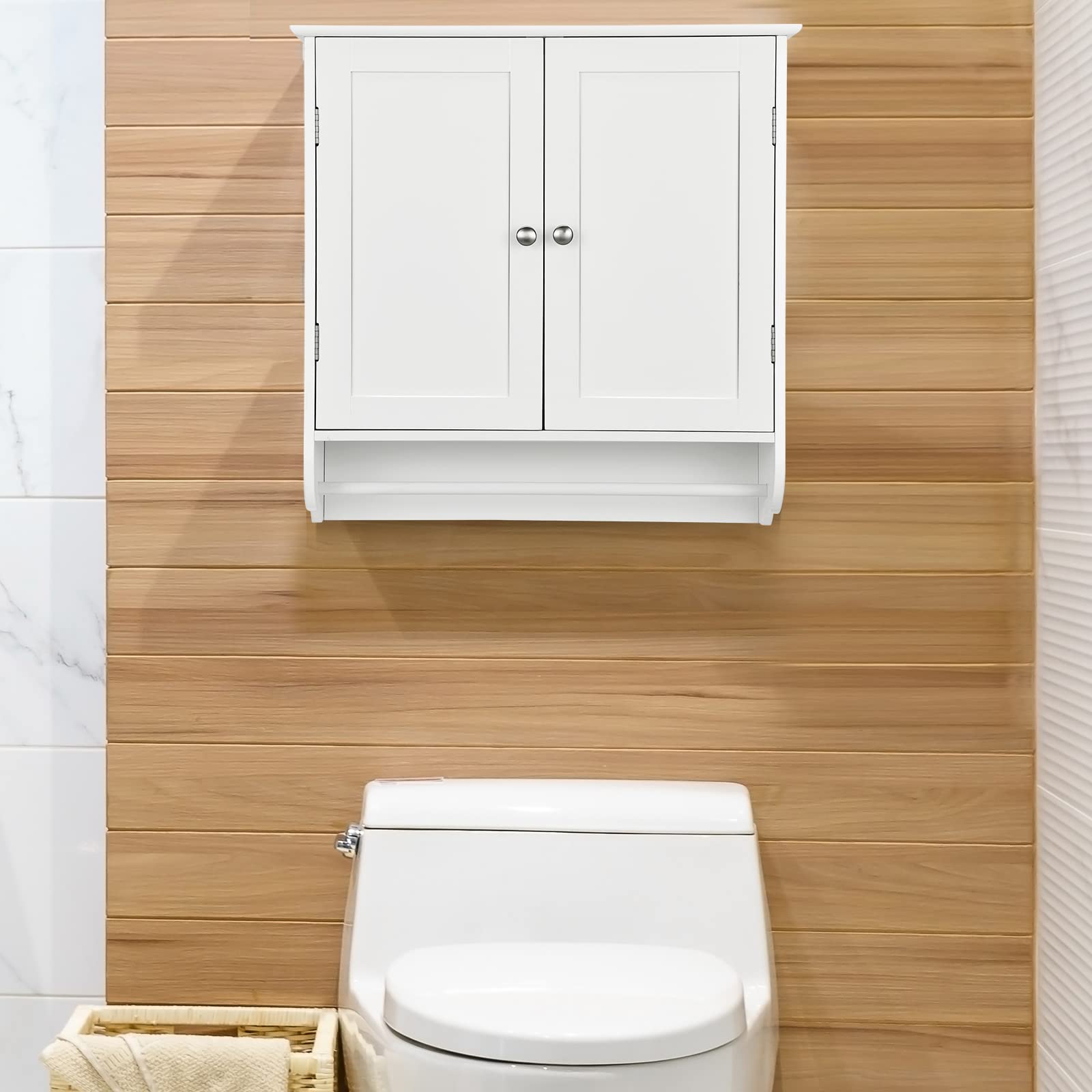 Bathroom Cabinet Wall Mounted - Over The Toilet Medicine Cabinet with Double Doors - Giantex