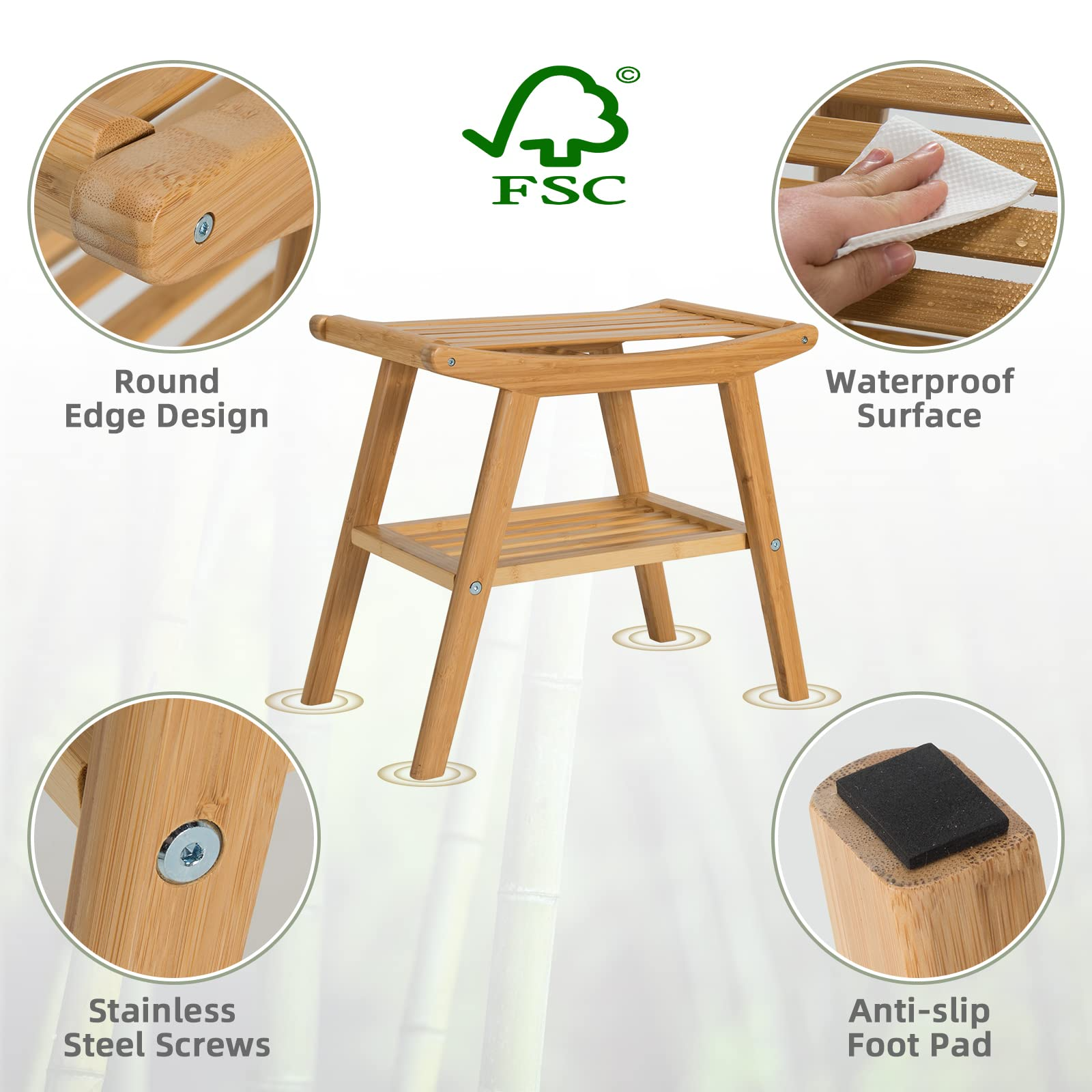 Bench with sales stools underneath
