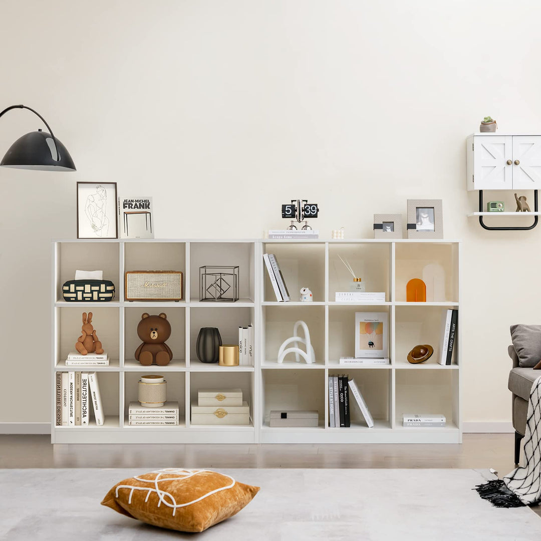 Giantex 9-Cube Bookcase White - 4-Tier Freestanding Open Bookshelf