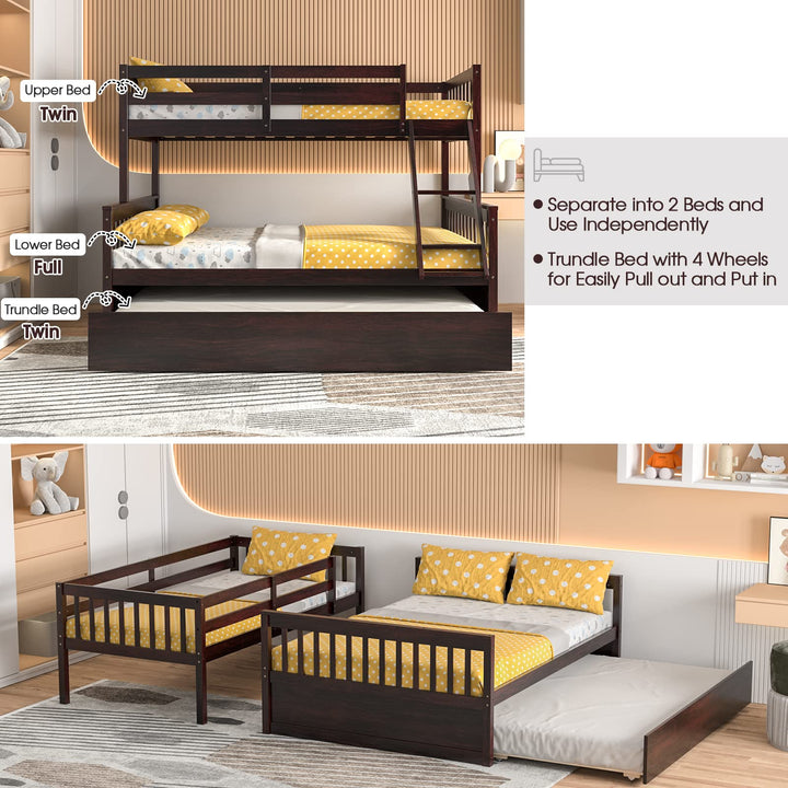 Twin Over Full Bunk Bed with Trundle - Giantex