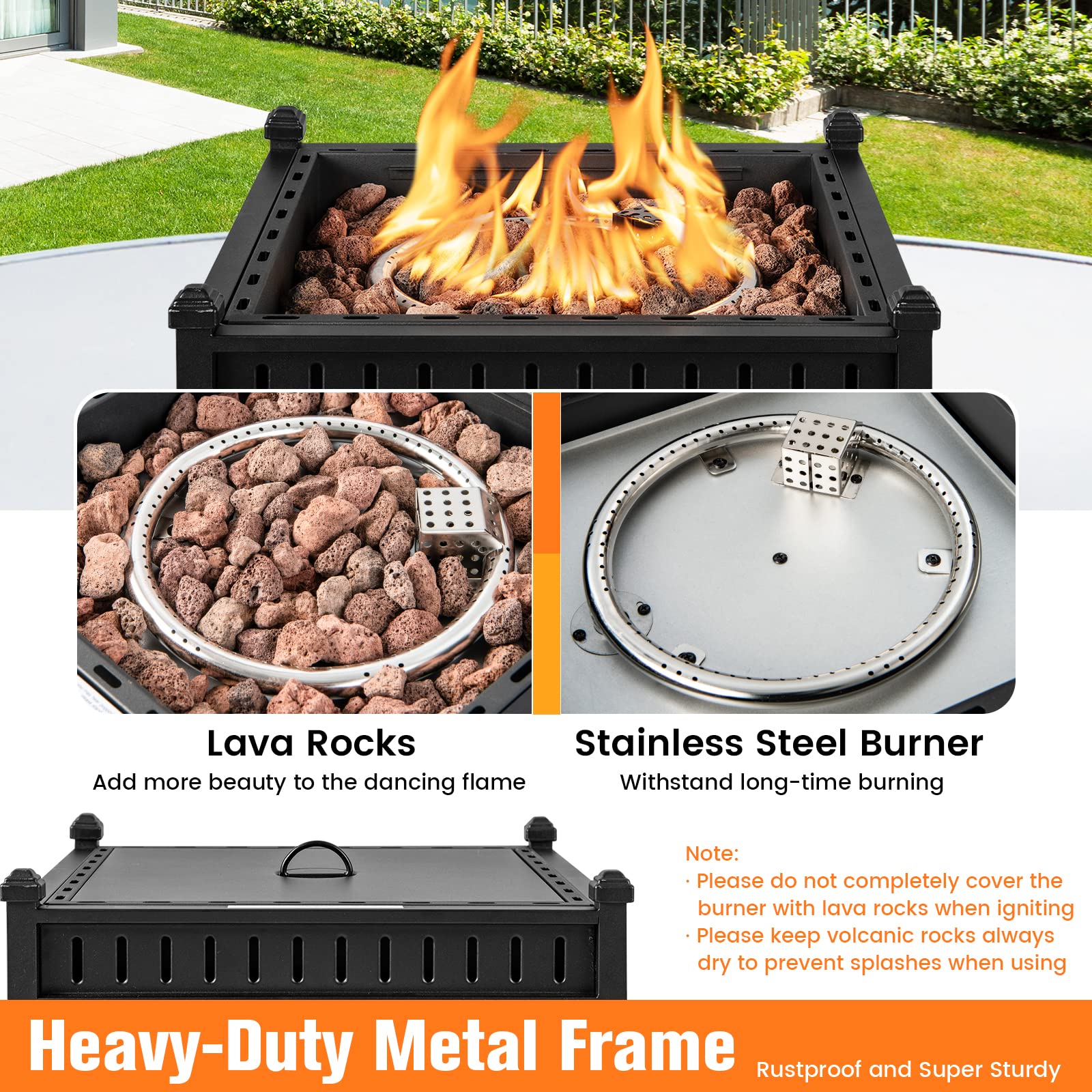 Giantex Outdoor Tabletop Fire Pit - 16.5 Inch Propane Fire Pit