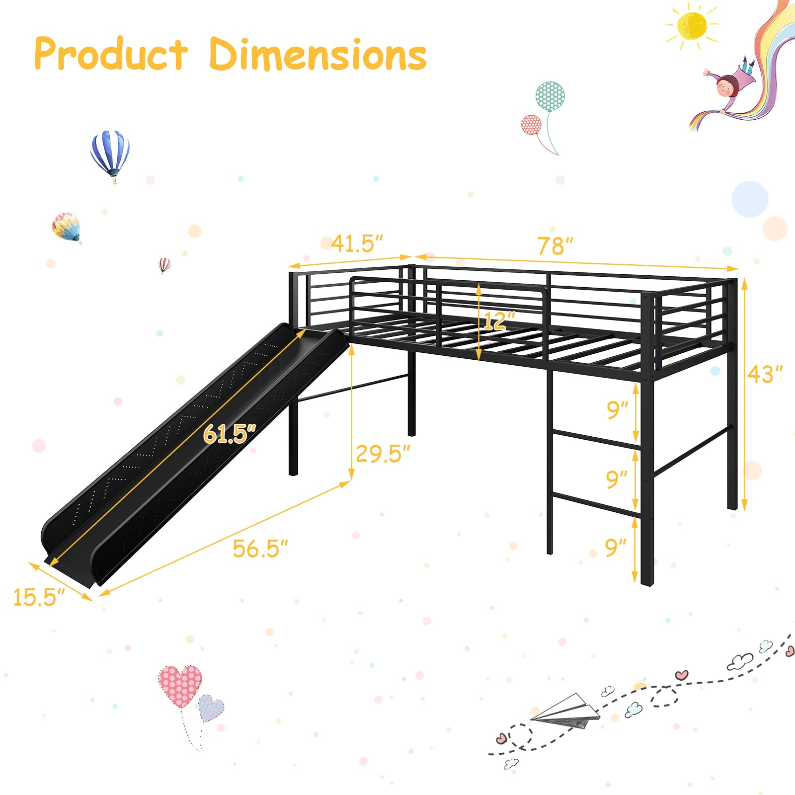 Giantex Twin Loft Bed with Slide