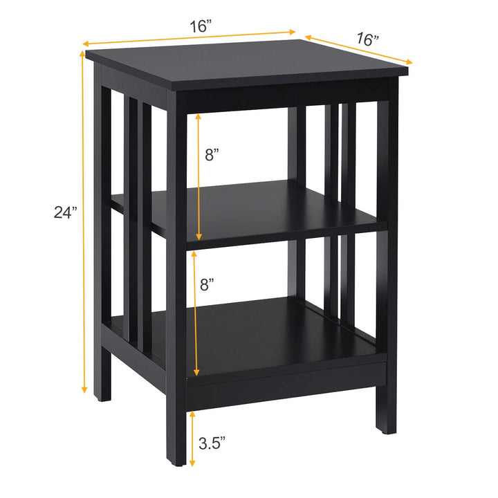 Giantex Nightstand 3-Tier Sofa Side Table W/Reinforced Bars and Stable Structure