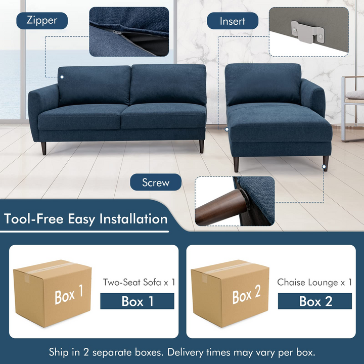 Giantex Sectional Sofa Couch Set, 3-Seat Sofa