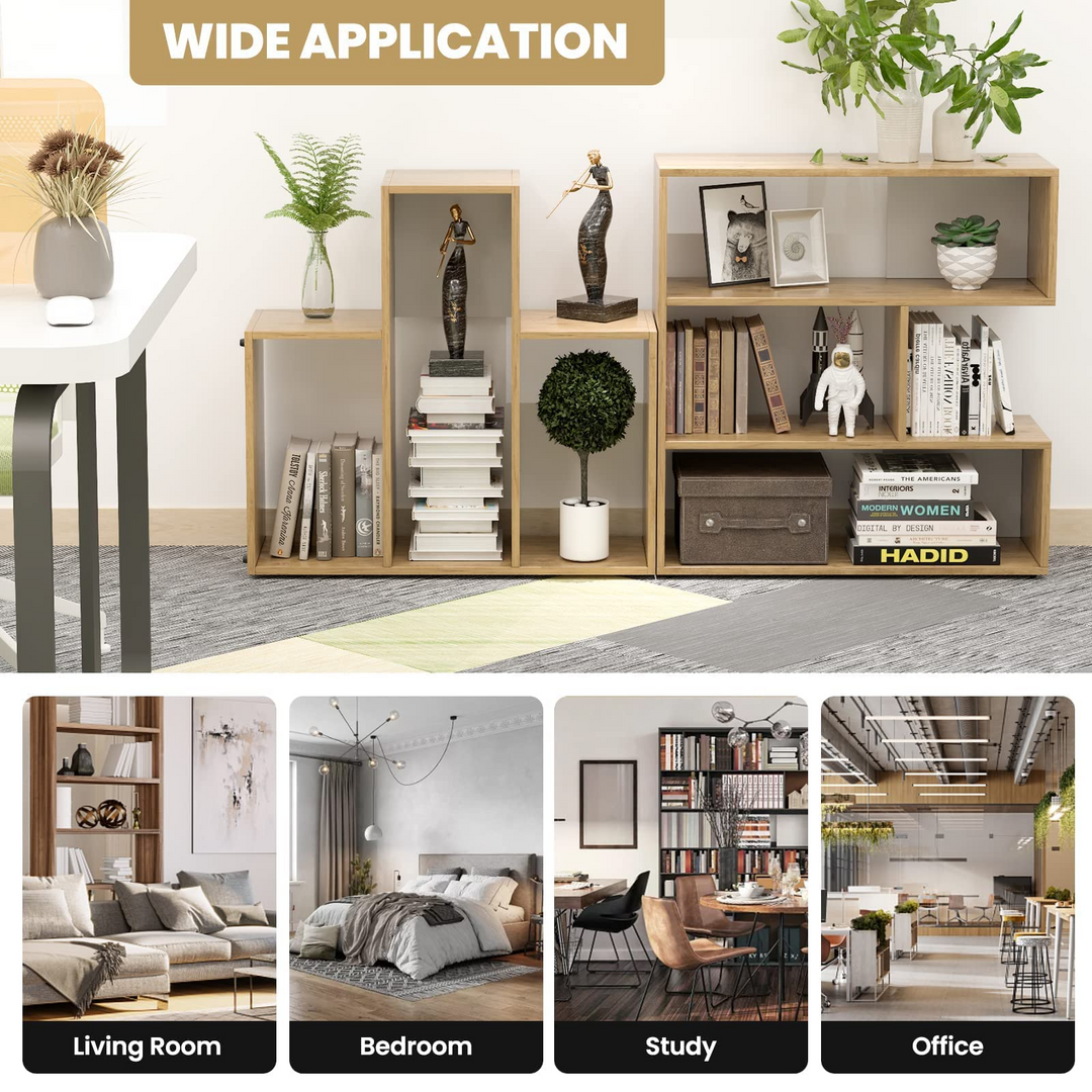 Giantex Open Shelf Bookcase, Separable Cube Bookshelf TV Stand w/ 6 Grids