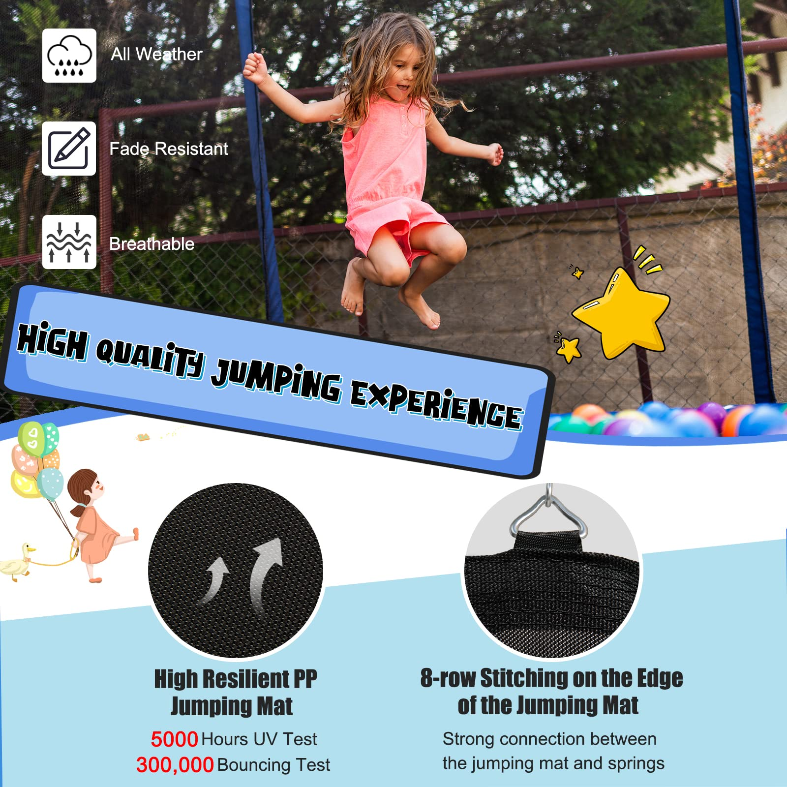12/14/15/16FT Outdoor Recreational Trampoline for Adults Kids - Giantex