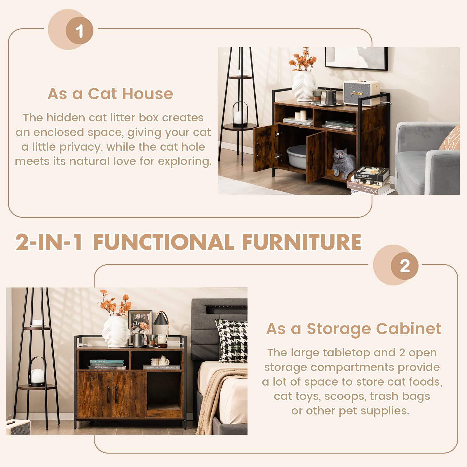 Cat Litter Box Enclosure - Giantex