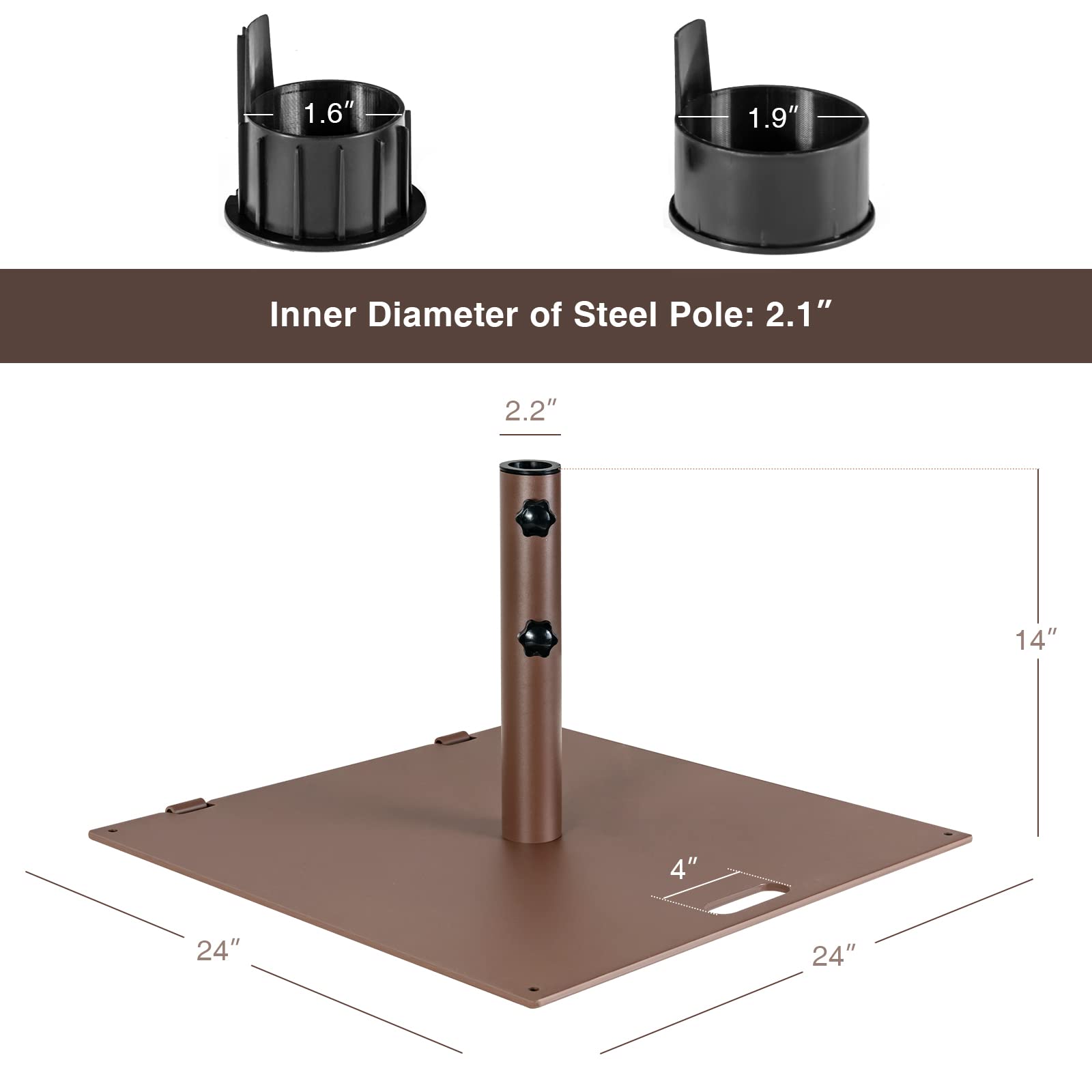 50lbs Steel Patio Umbrella Base with 2 Tightening Knobs