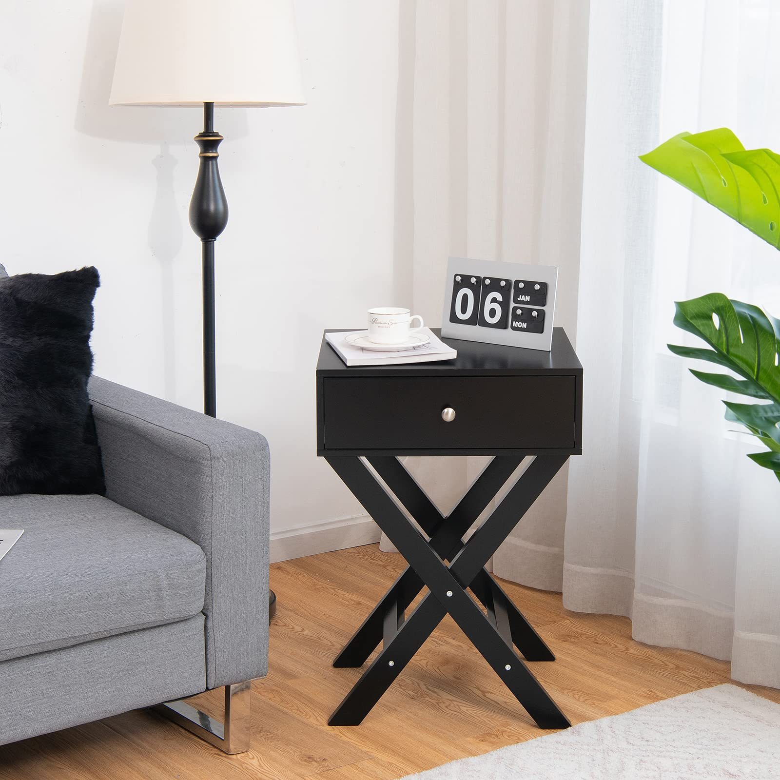 X-Shaped End Table, Modern Sofa Side Table
