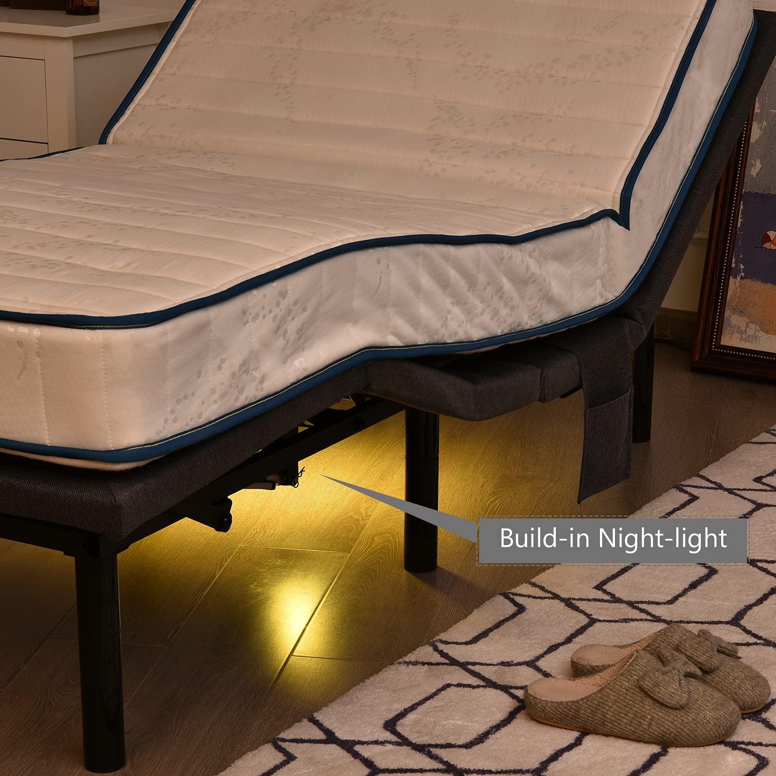 TXL Adjustable Bed Base with 8 Inch Memory Foam, Adjustable Bed w/ Head and Foot Incline