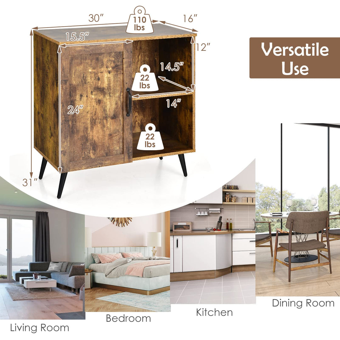 Giantex Mid-Century Storage Cabinet, Buffet Sideboard with Single Door & Adjustable Shelves