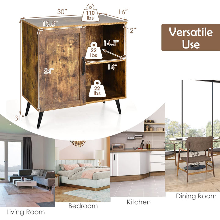 Giantex Mid-Century Storage Cabinet, Buffet Sideboard with Single Door & Adjustable Shelves