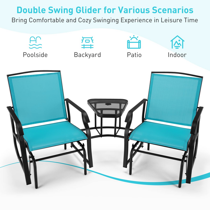 Giantex Outdoor Glider Chairs with Table & Umbrella Hole